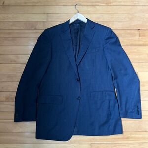 Canali Holt Renfrew Mens Navy Blue Pinstripe Suit Jacket Blazer  34R / 50 Wool